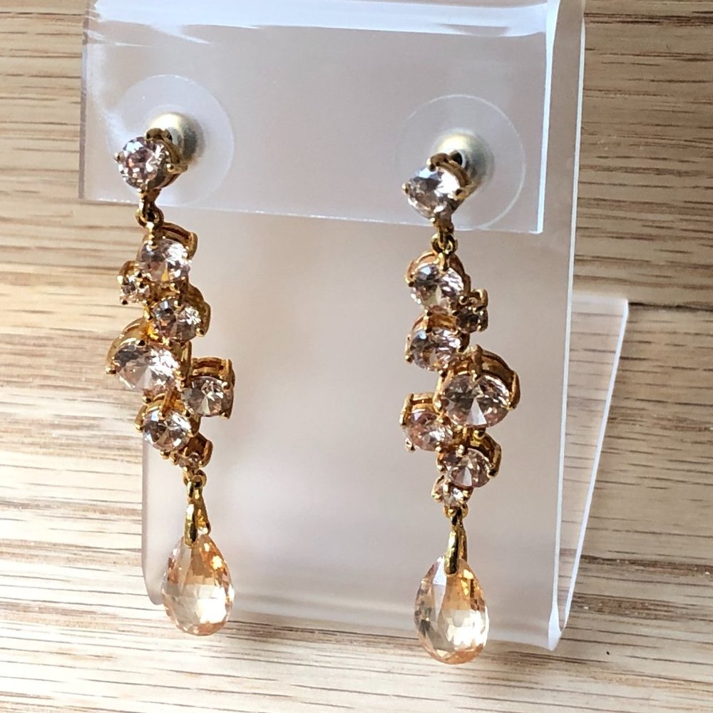 Faceted Light Amber Color Crystal Drop Earrings